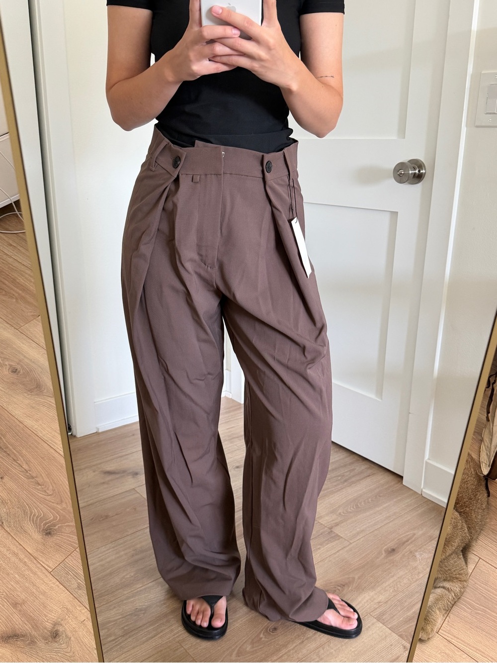 Zara Wide-Leg Trousers in Deep Brown